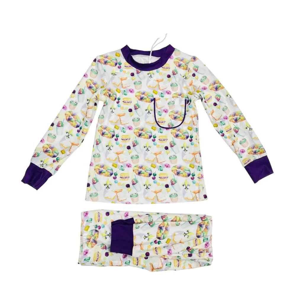 NWT My Three Sons Size 8 Mardi Gras PJs
